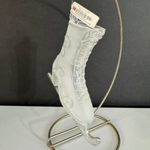 NWT Vtg Retired Dept. 56 Frosted Ice Skate Xmas Ornament Silver Tone Metal Blade - Picture 6 of 9